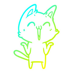 cold gradient line drawing happy cartoon cat