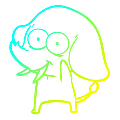 cold gradient line drawing happy cartoon elephant