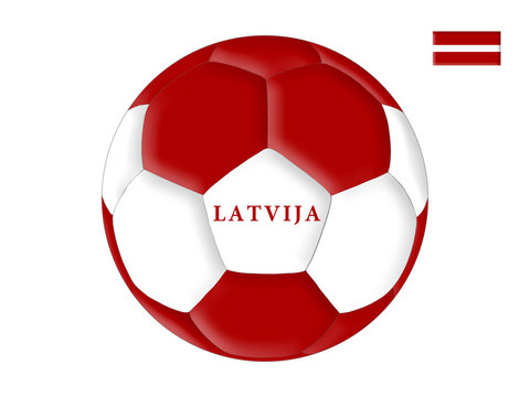 Soccer ball in colors of the flag of Latvia (Latvija)