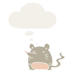 cartoon mouse and thought bubble in retro style