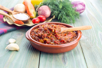 The baked, dietary, eggplant caviar