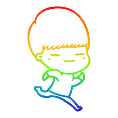 rainbow gradient line drawing cartoon smug boy