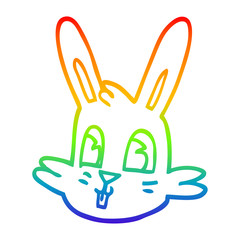 rainbow gradient line drawing cartoon bunny face