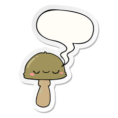 cartoon mushroom and speech bubble sticker