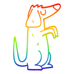 rainbow gradient line drawing cartoon dog