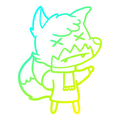 cold gradient line drawing cartoon dead fox