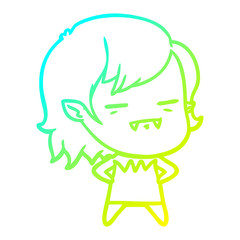 cold gradient line drawing cartoon undead vampire girl