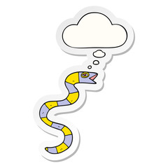 cartoon snake and thought bubble as a printed sticker