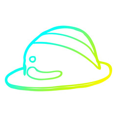 Fototapeta premium cold gradient line drawing cartoon bowler hat