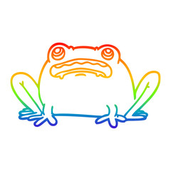 rainbow gradient line drawing cartoon frog