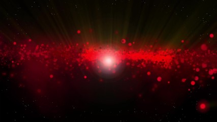 galaxy red, spinning clockwise, bright round particles