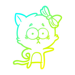 cold gradient line drawing cartoon cat