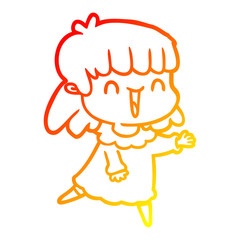 warm gradient line drawing cartoon woman