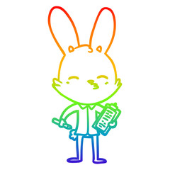 rainbow gradient line drawing office bunny cartoon