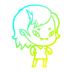 cold gradient line drawing cartoon friendly vampire girl