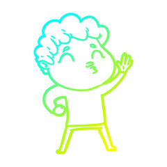 cold gradient line drawing cartoon man pouting
