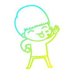 cold gradient line drawing happy cartoon boy