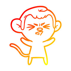 warm gradient line drawing cartoon annoyed monkey