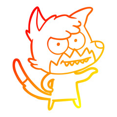 warm gradient line drawing cartoon grinning fox