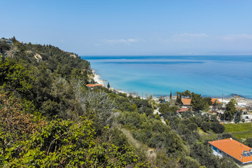 Panoramic view of beach of town of Afytos, Chalkidiki, Greece