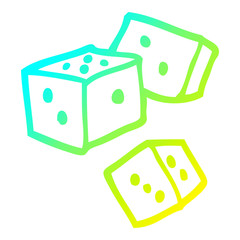 cold gradient line drawing cartoon dice