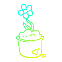 cold gradient line drawing cartoon flower pot