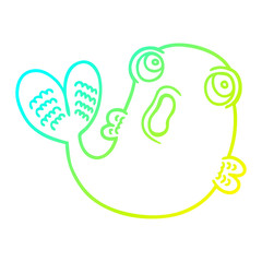 Obraz premium cold gradient line drawing cartoon fish