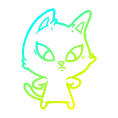 cold gradient line drawing confused cartoon cat