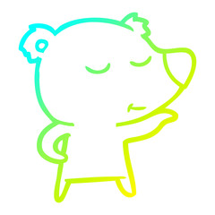 cold gradient line drawing happy cartoon bear