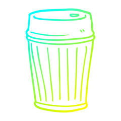 cold gradient line drawing cartoon coffee cup