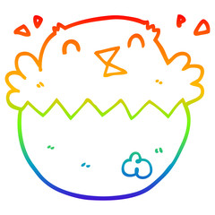 rainbow gradient line drawing cartoon hatching chick