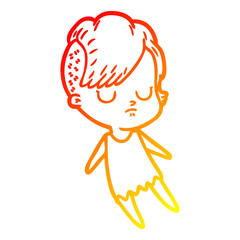 warm gradient line drawing cartoon woman