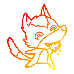 warm gradient line drawing cartoon hungry wolf