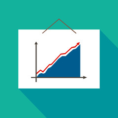 Graph Icon Vector on blue background. Invoice in graph.