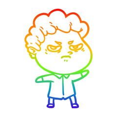 rainbow gradient line drawing cartoon angry man
