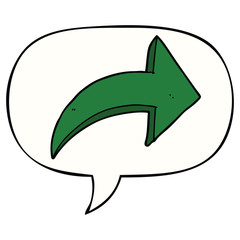 Obraz premium cartoon pointing arrow and speech bubble