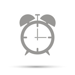 Alarm clock icon flat. Black pictogram on white background. Vector illustration symbol