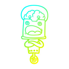 cold gradient line drawing cartoon robot
