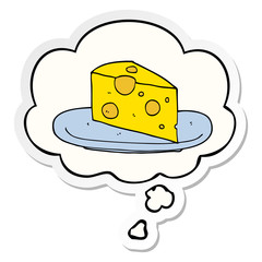 cartoon cheese and thought bubble as a printed sticker