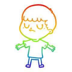 rainbow gradient line drawing cartoon grumpy boy