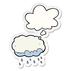cartoon rain cloud and thought bubble as a printed sticker