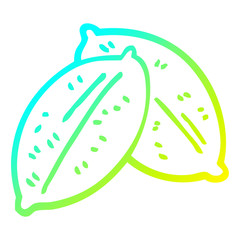 cold gradient line drawing cartoon leaf