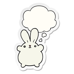 Obraz na płótnie Canvas cute cartoon rabbit and thought bubble as a printed sticker