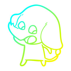 cold gradient line drawing cute cartoon elephant
