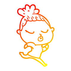 warm gradient line drawing cartoon calm woman