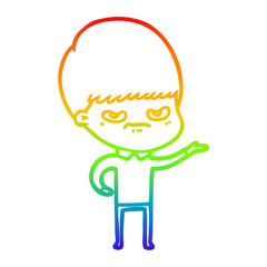 rainbow gradient line drawing cartoon angry boy