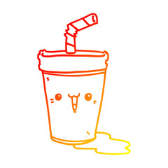 warm gradient line drawing cute cartoon soda