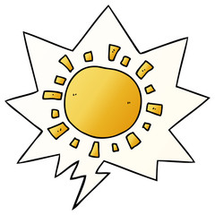 cartoon sun and speech bubble in smooth gradient style