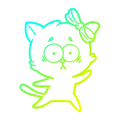 cold gradient line drawing cartoon cat