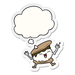 smore cartoon and thought bubble as a printed sticker